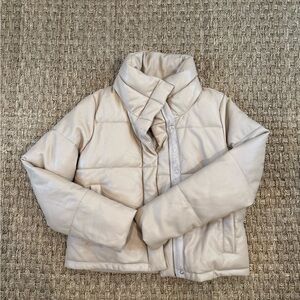 Abercrombie & Fitch Beige Vegan Leather Puffer Jacket